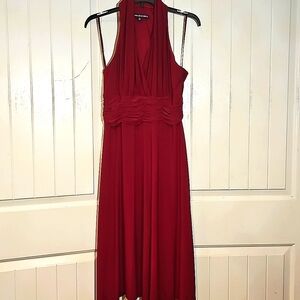 Jones Wear Red Halter Sheath Cocktail Dress